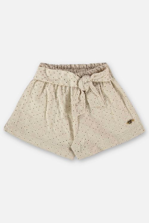 Short Infantil para Menina em Laise Forrado (Off White) Up Baby