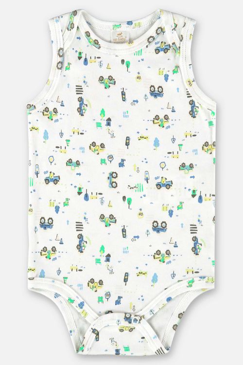 Body Regata para Bebê Menino em Suedine (Branco) Up Baby
