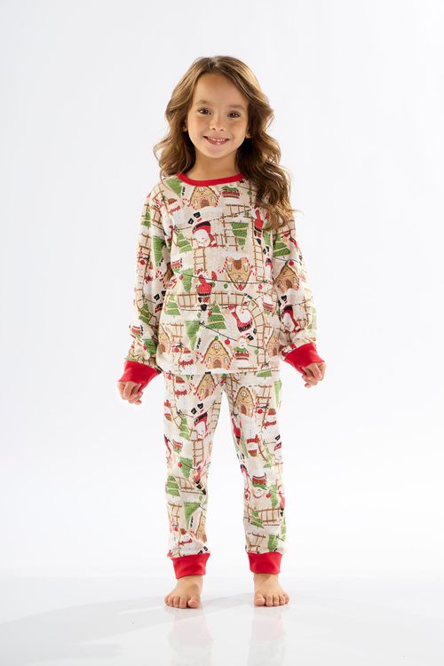 Pijama Infantil Unissex em Suedine Natalino (Bege) Up Baby