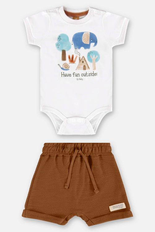 Conjunto para Bebê Menino Body e Bermuda (Branco) Up Baby