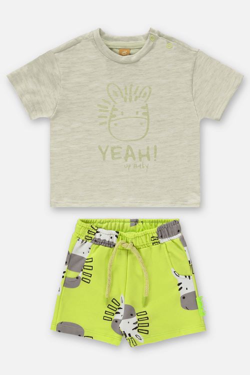 Conjunto para Bebê Menino com Camiseta e Bermuda (Verde) Up Baby