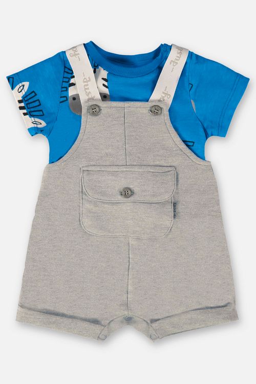 Conjunto para Bebê Menino Jardineira e Body Estampado (Cinza) Up Baby
