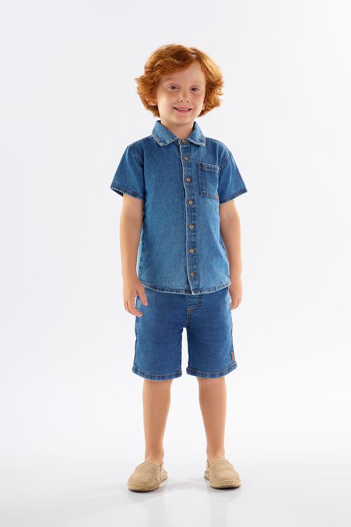 Bermuda Infantil para Menino em Jeans com Elastano (Azul) Up Baby