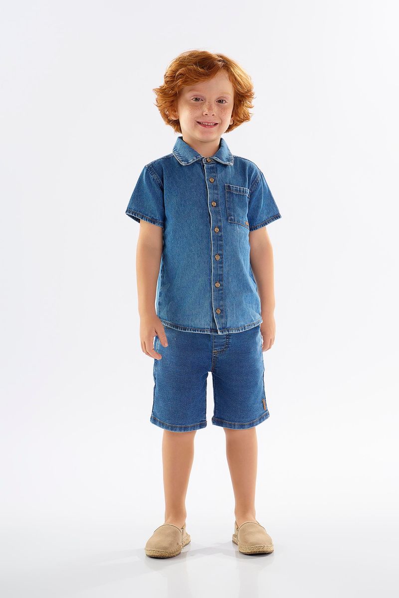 Camisa-Infantil-para-Menino-Manga-Curta-em-Jeans-Azul-Up-Baby