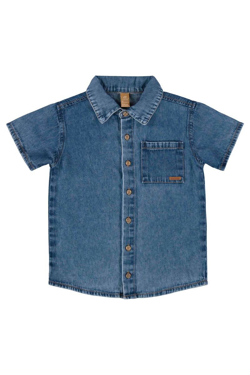 Camisa-Infantil-para-Menino-Manga-Curta-em-Jeans-Azul-Up-Baby