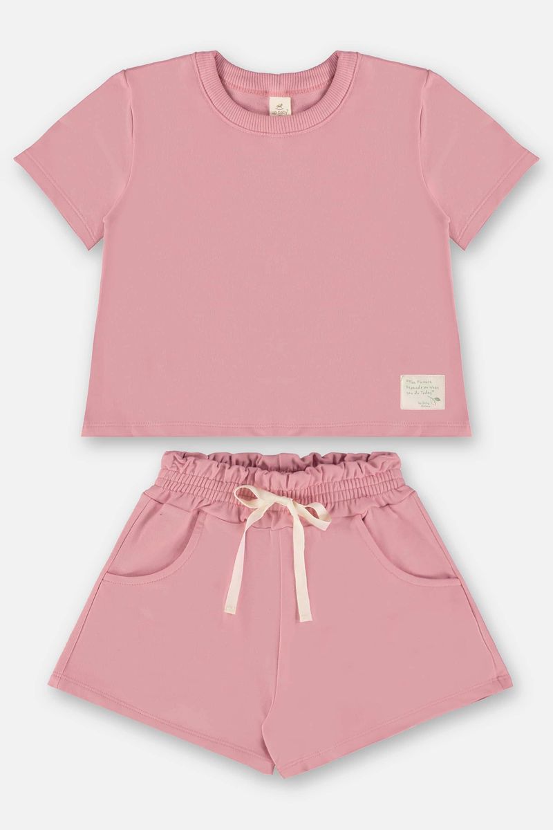 Conjunto-Infantil-para-Menina-com-Blusa-e-Short-Nature-Rosa-Up-Baby