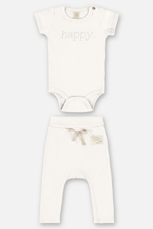 Conjunto Unissex para Bebê com Body e Calça Nature (Off White) Up Baby