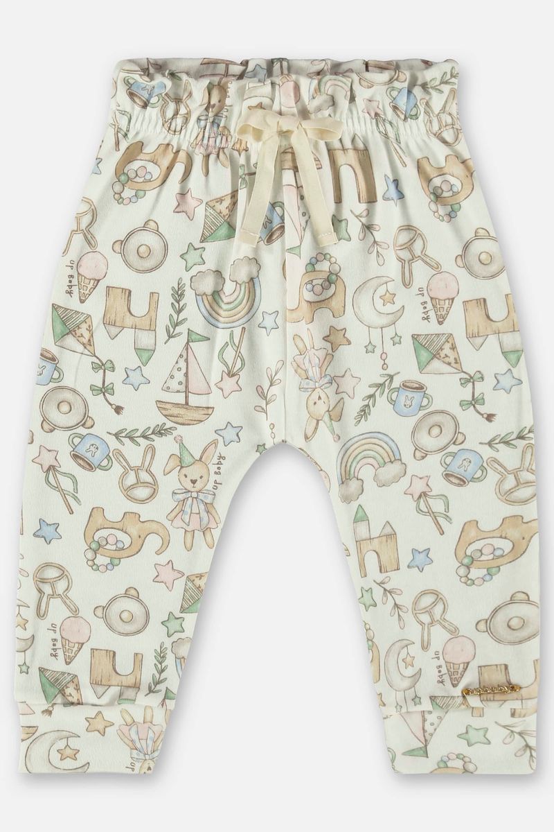 Calca-para-Bebe-Menina-em-Suedine-Comfy-Off-White-Up-Baby