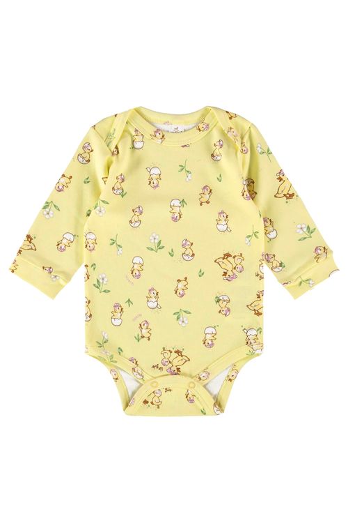 Body Manga Longa para Bebê Menina em Suedine (Off White) Up Baby
