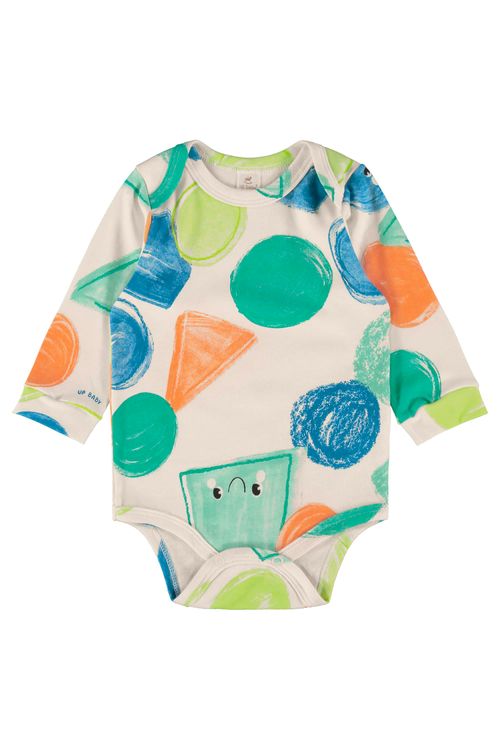 Body Manga Longa para Bebê Menino em Suedine (Bege) Up Baby