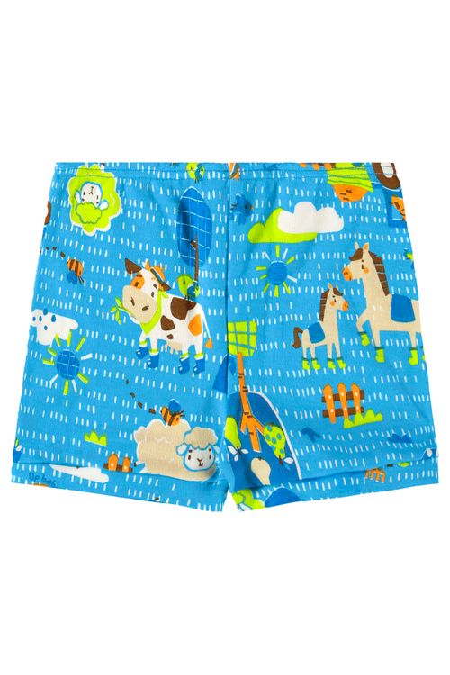 Shorts para Bebê Menino em Suedine Fazendinha (Azul) Up Baby