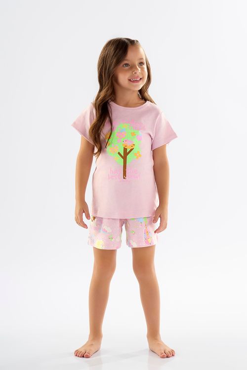 Pijama Infantil para Menina com Blusa e Shorts em Suedine (Lilás) Up Baby