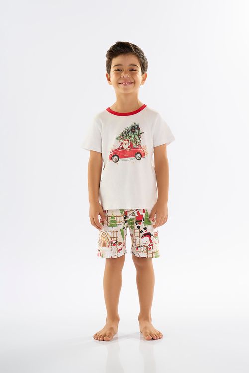 Conjunto Infantil para Menino Natalino em Suedine (Branco) Up Baby