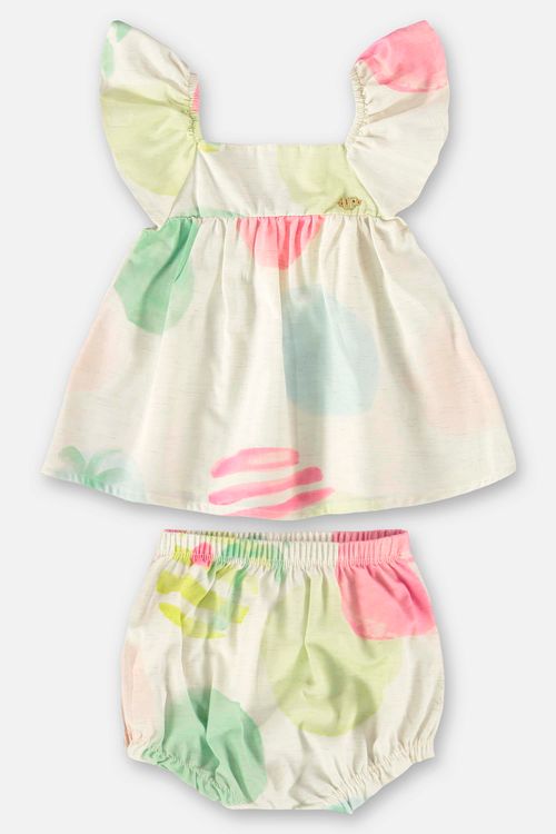 Conjunto para Bebê Menina com Bata e Calcinha (Bege) Up Baby