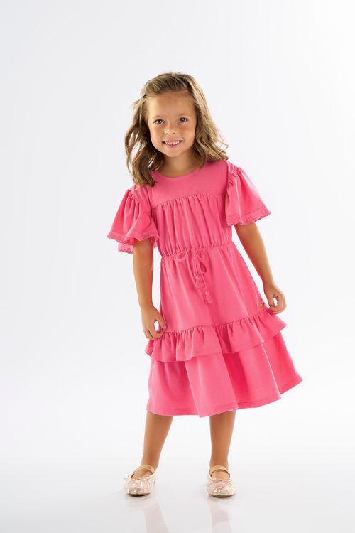 Vestido Infantil em Meia Malha (Rosa) Up Baby