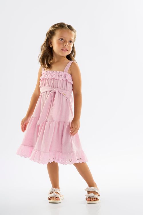 Vestido Infantil com Alças em Malha Linho (Roxo) Up Baby