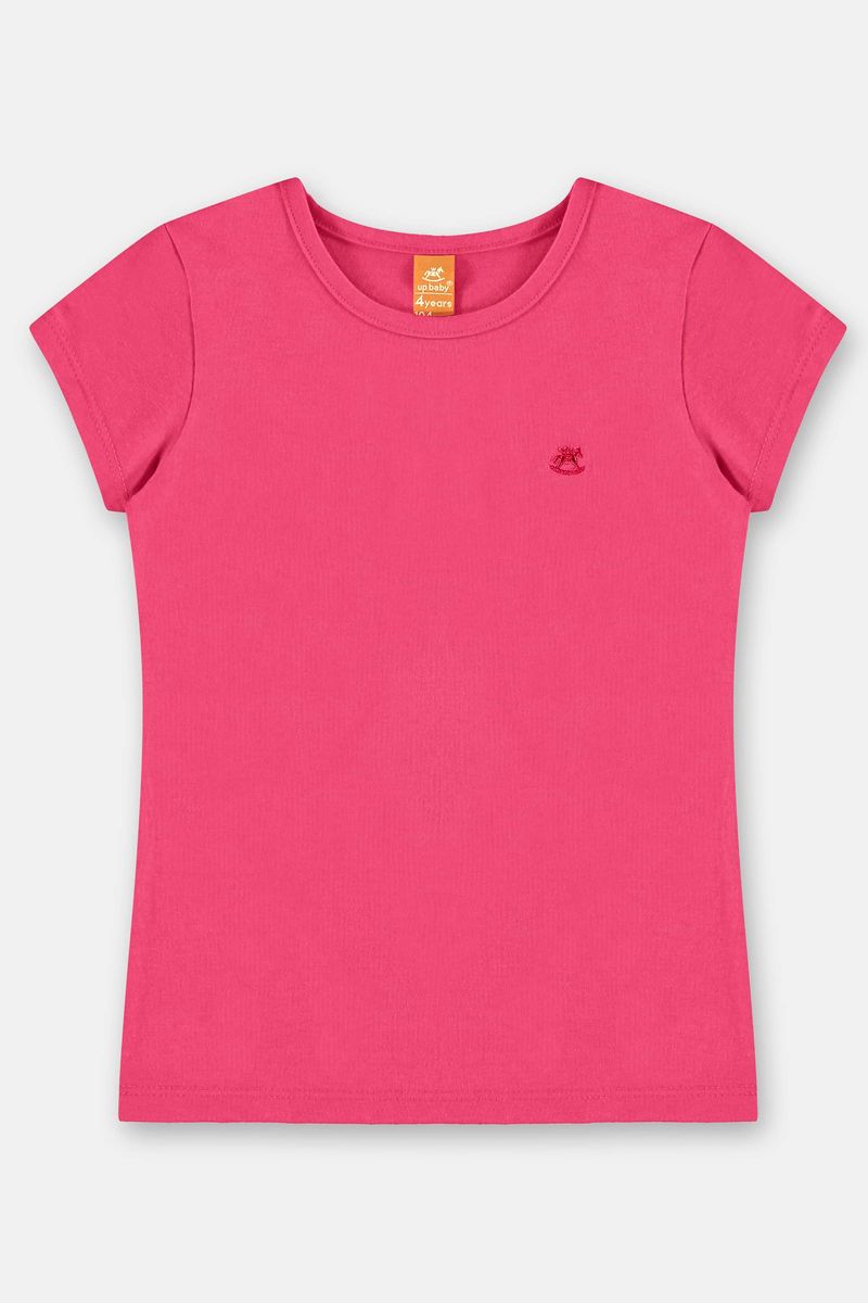 Blusa-Infantil-Manga-Curta-Basica-em-Cotton-Rosa-Up-Baby---Frente