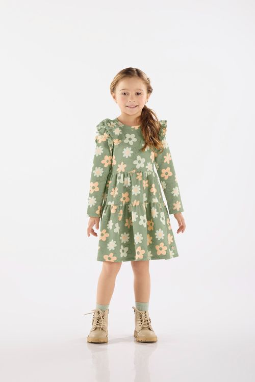Vestido Infantil em Molecotton com Felpa (Verde) Up Baby