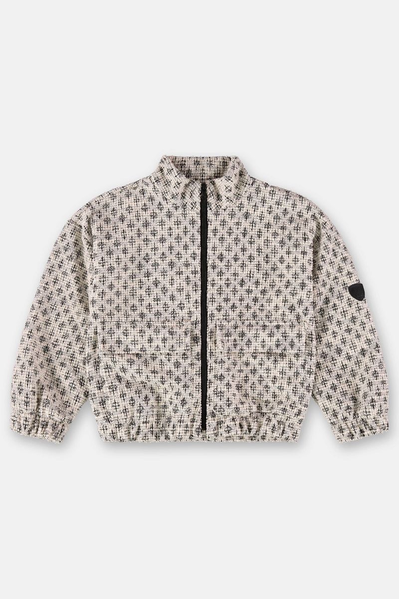 Jaqueta-Infantil-Feminino-em-Malha-Tweed-Preto-Up-Baby---Costas