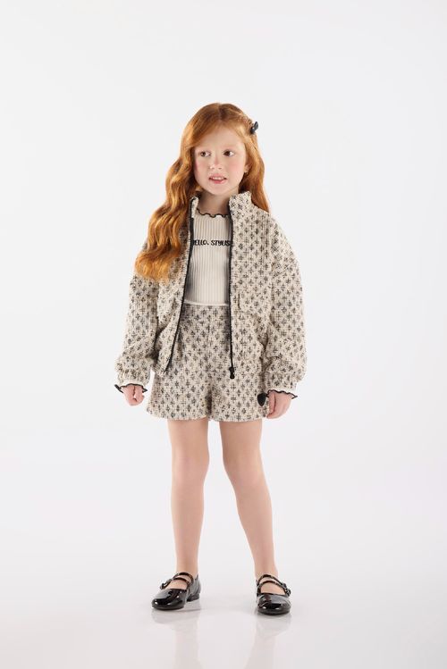 Jaqueta Infantil Feminino em Malha Tweed (Preto) Up Baby