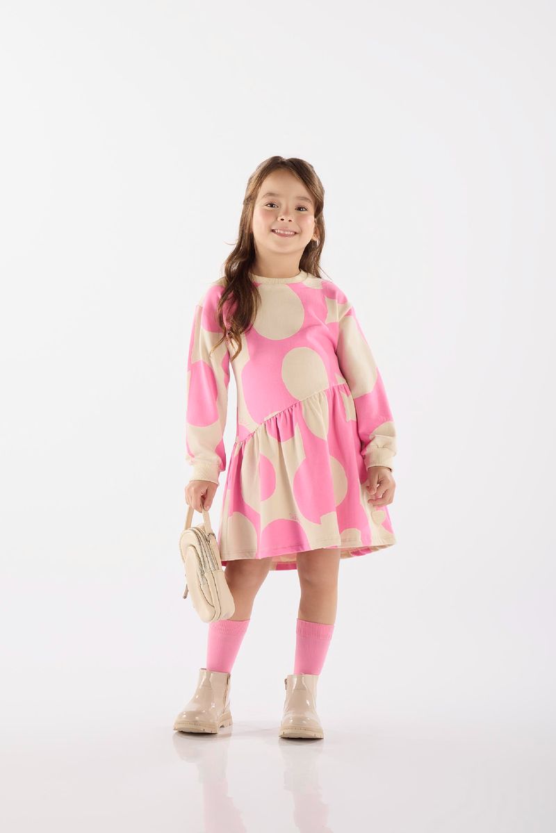 Vestido-Infantil-em-Molecotton-Manga-Longa-Rosa-Up-Baby---Frente
