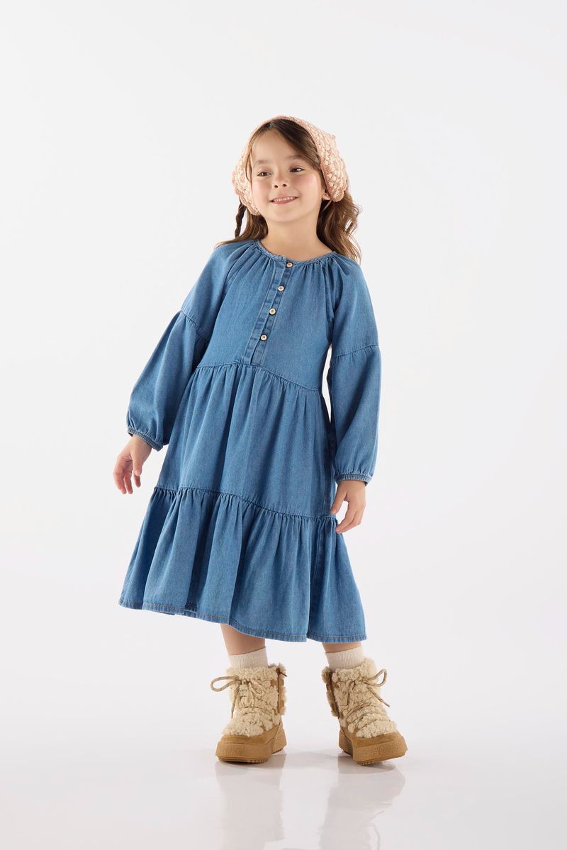 Vestido-Infantil-Midi-em-Jeans-Azul-Up-Baby---Frente