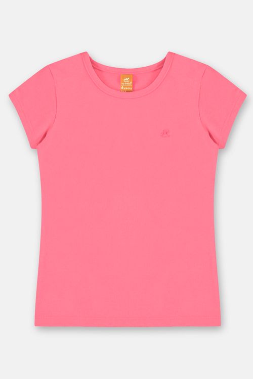 Blusa Infantil Manga Curta Básica em Cotton (Rosa) Up Baby