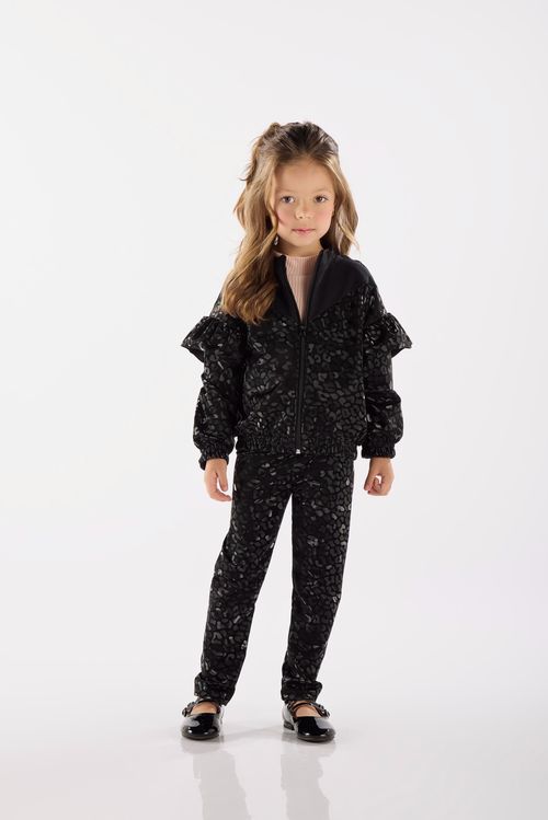 Conjunto Infantil Jaqueta e Calça Legging em Cirrê (Preto) Up Baby