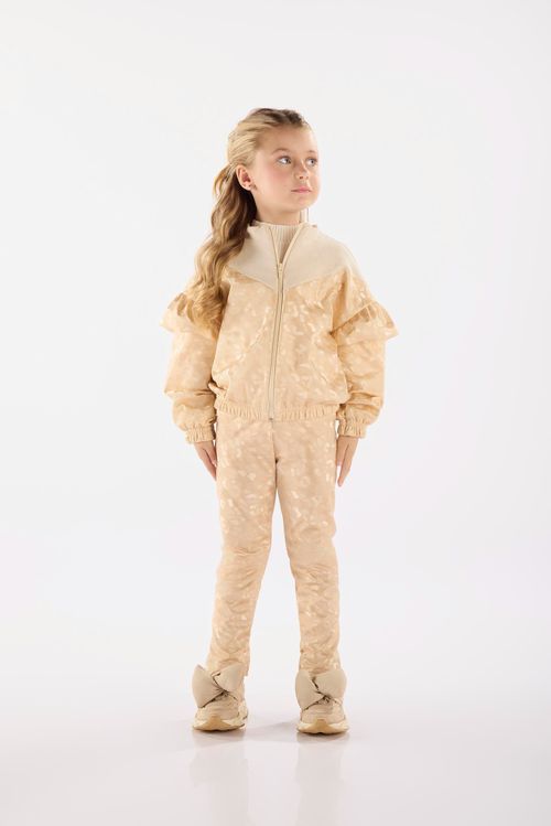 Conjunto Infantil Jaqueta e Calça Legging em Cirrê (Off White) Up Baby
