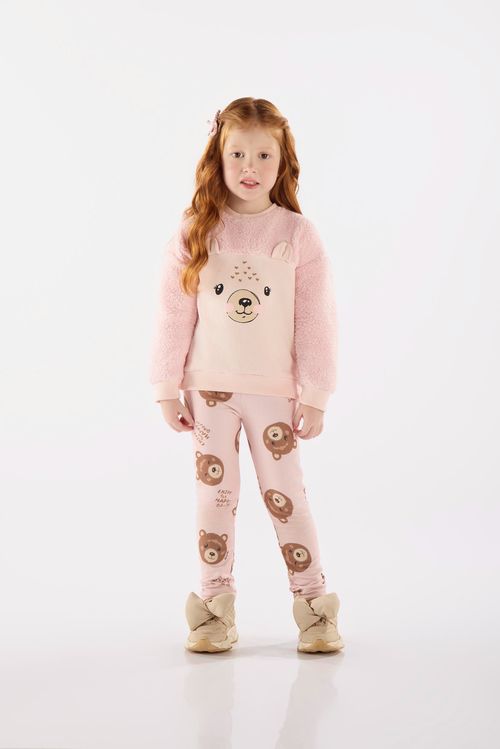 Conjunto Infantil com Blusão e Calça Legging Peluciada (Rosa) Up Baby