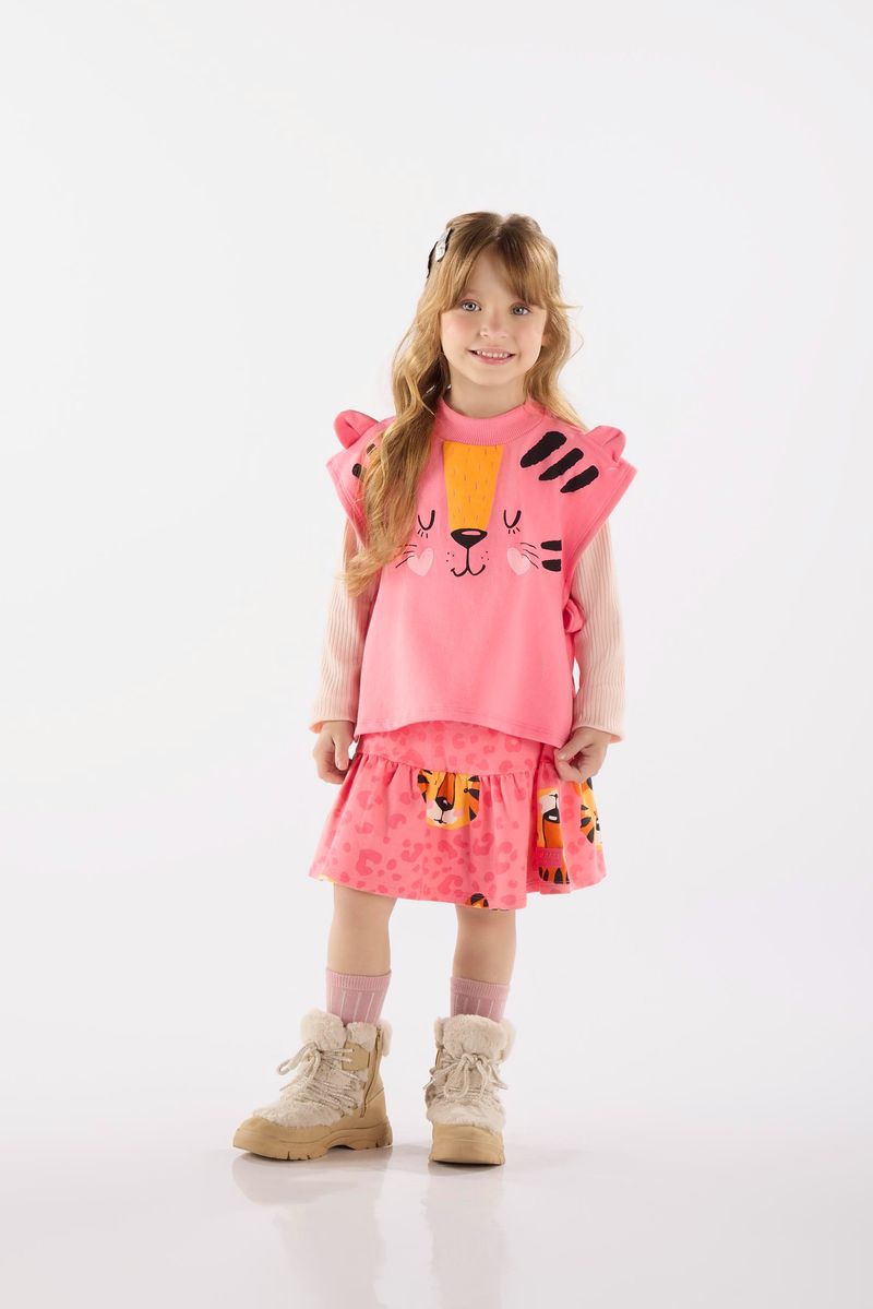 Conjunto-Infantil-Blusa-com-Colete-e-Saia-Rosa-Up-Baby---Frente