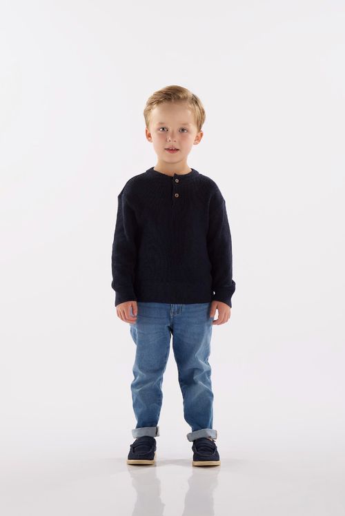 Blusão Infantil Masculino em Tricot (Azul) Up Baby