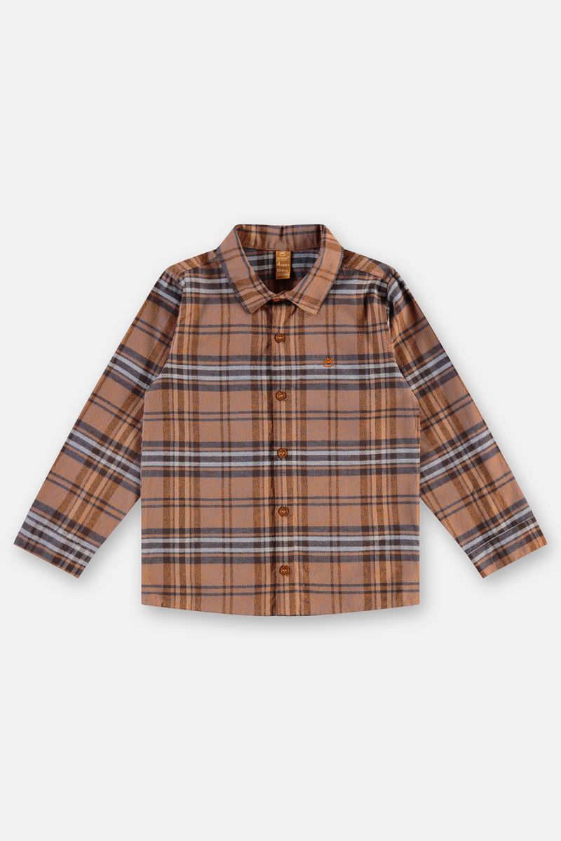Camisa-Infantil-em-Flanela-Xadrez-Marrom-Up-Baby---Costas