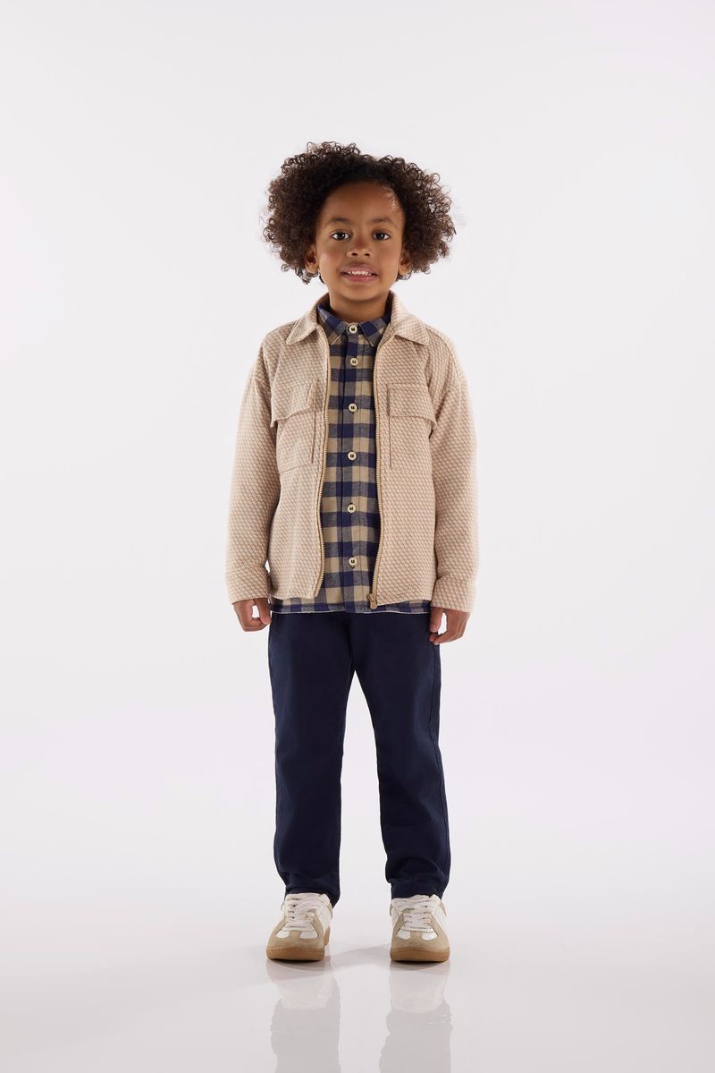Jaqueta-Infantil-em-Malha-Jacquard-Xadrez-Marrom-Up-Baby---Frente