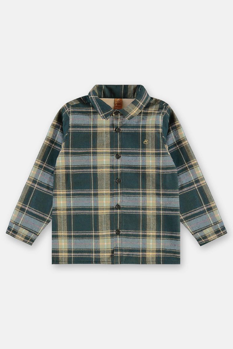 Camisa-Infantil-em-Flanela-Xadrez-com-Forro-Verde-Up-Baby---Costas