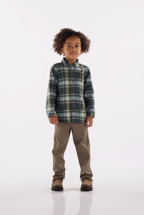 Camisa Infantil em Flanela Xadrez com Forro (Verde) Up Baby