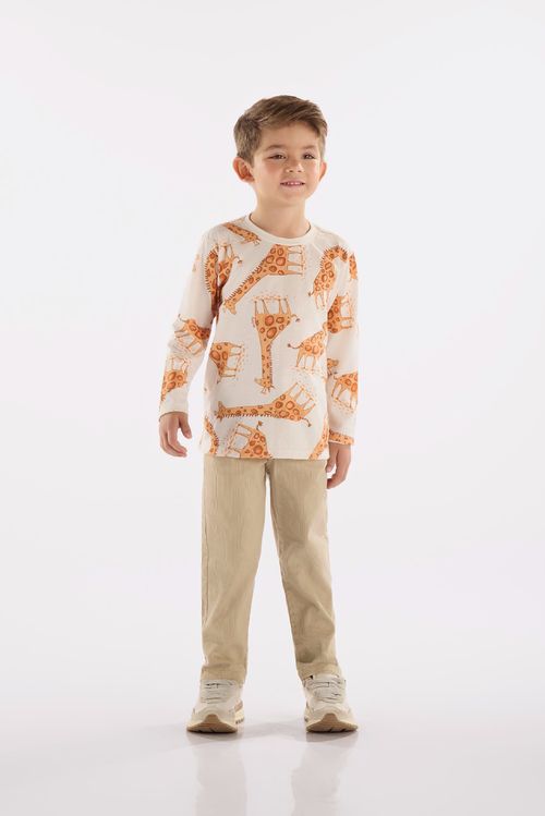 Camiseta Manga Longa em Meia Malha Infantil (Off White) Up Baby