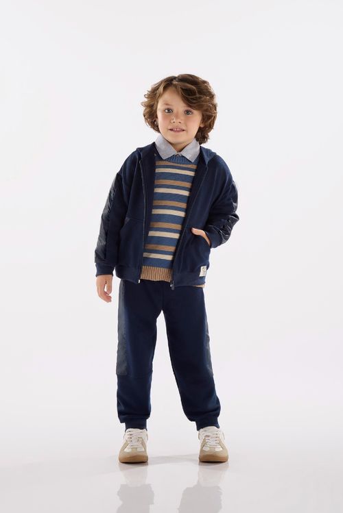 Conjunto Infantil com Jaqueta e Calça em Moletom (Azul) Up Baby