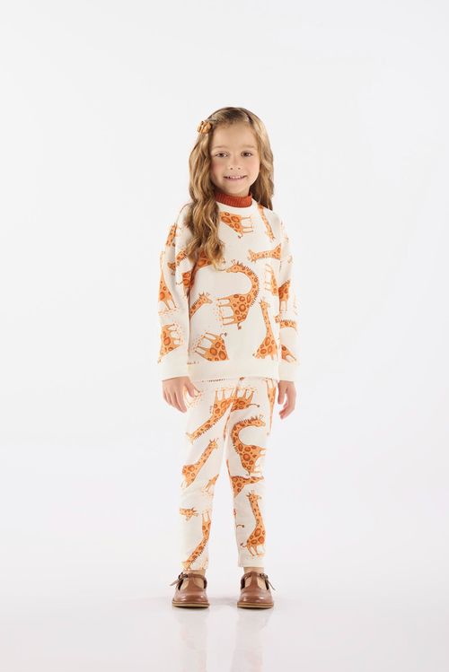 Conjunto Infantil Blusão e Calça em Molecotton (Off White) Up Baby