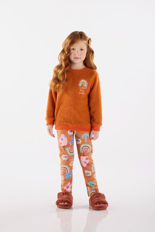 Conjunto Infantil com Blusão e Calça Peluciada (Laranja) Up Baby