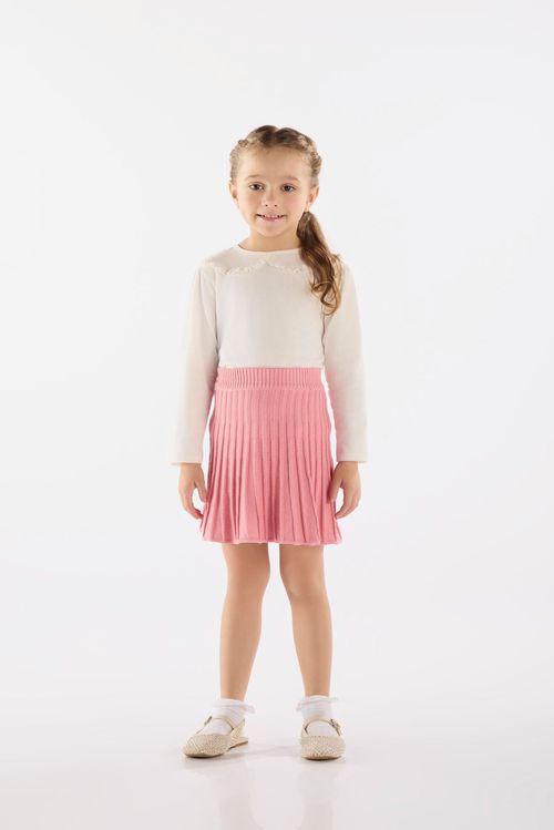 Blusa Infantil Manga Longa em Meia Malha (Off White) Up Baby