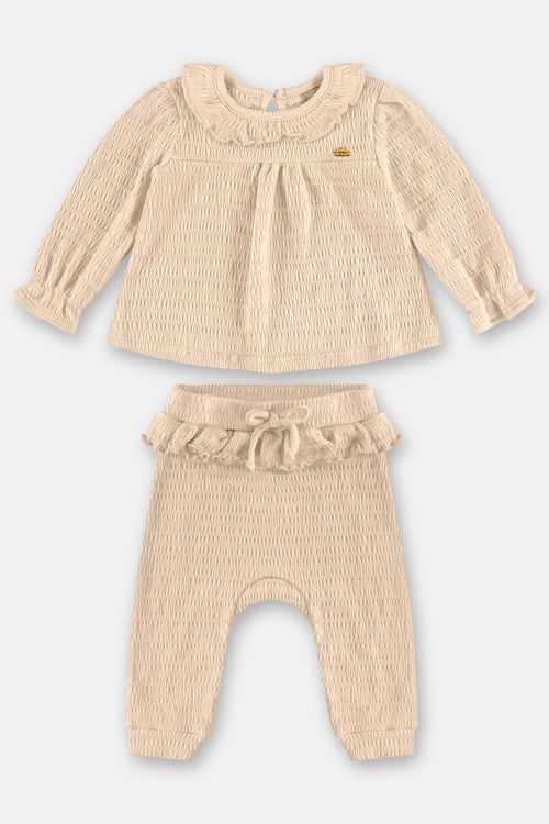 Conjunto com Blusa e Calça para Bebê Menina (Off White) Up Baby