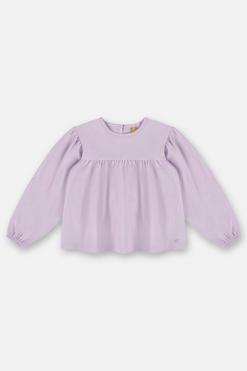 Blusa Infantil Feminina em Meia Malha com Franzido (Roxo) Up Baby