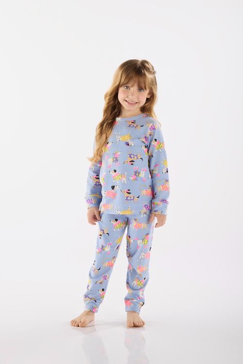 Pijama Longo Infantil Unissex em Suedine (Azul) Up Baby