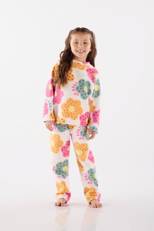 Pijama Infantil Unissex em Poliéster Térmico (Off White) Up Baby
