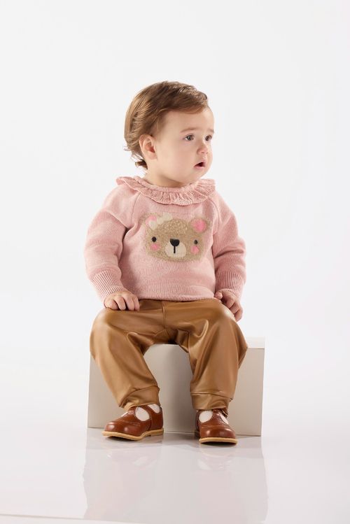 Calça Bebê Menina em Cirrê Peluciado (Marrom) Up Baby