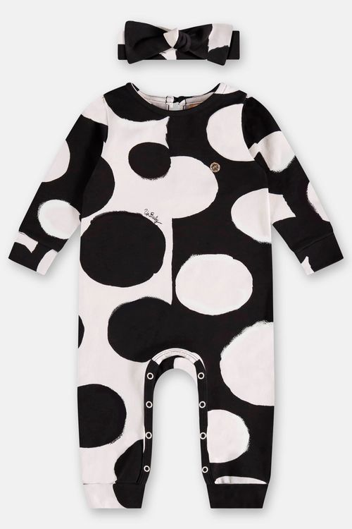Macacão de Bolinhas para Bebê Menina (Preto) Up Baby