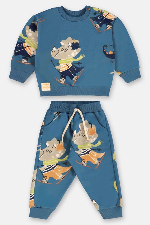 Conjunto para Bebê Menino em Moletom Blusa e Calça (Azul) Up Baby