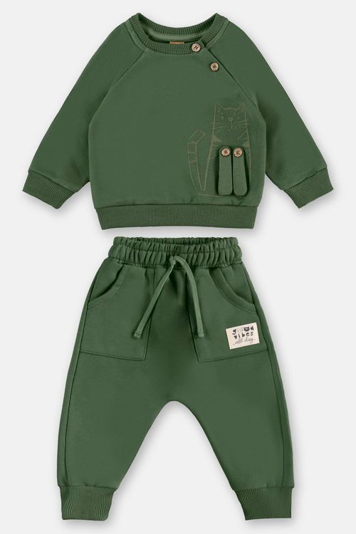 Conjunto para Bebê Menino em Moletom Felpado (Verde) Up Baby