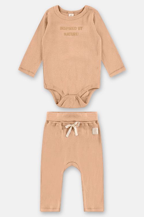 Conjunto Nature Unissex para Bebê com Body e Calça (Marrom) Up Baby